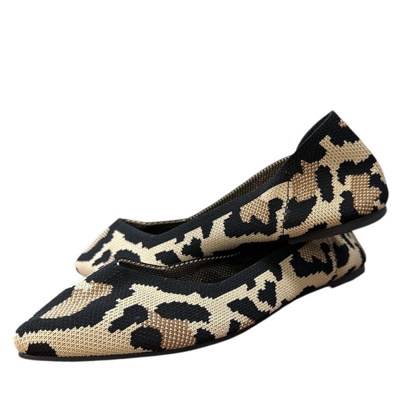 MIA Kerri Leopard Knit Pointed Toe Flats 6 Chic Rothy’s Style Office Wear - Picture 2 of 12